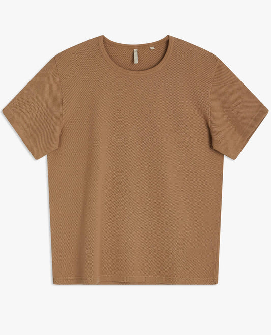 MESH CREW TEE . KHAKI